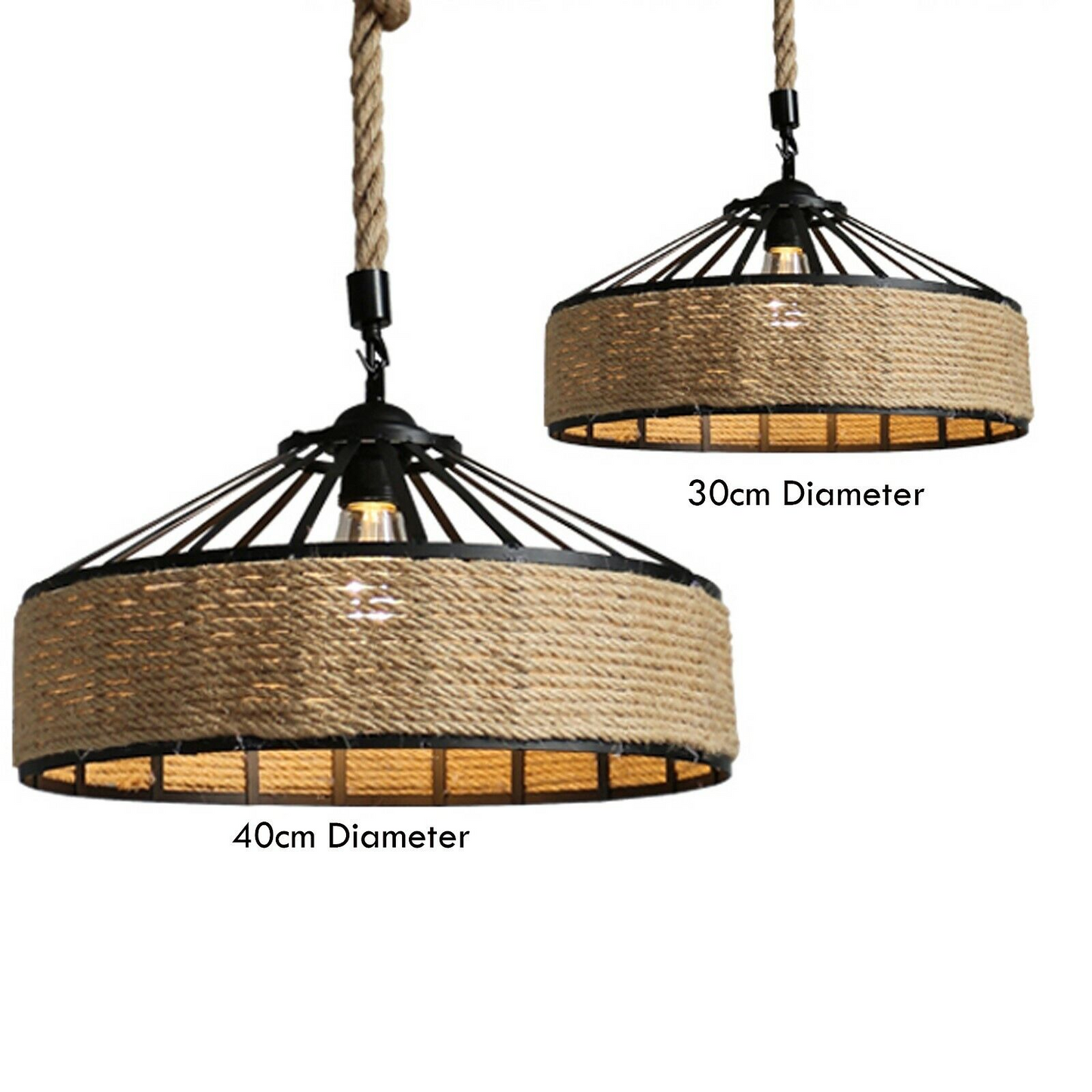 Industrial Hemp Rope Pendant Light Hanging Light Fixture Farmhouse lamp~1064