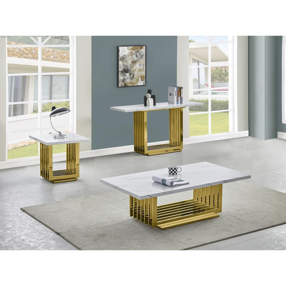 3pc- white marble coffee table set (Coffee + End + Console table)