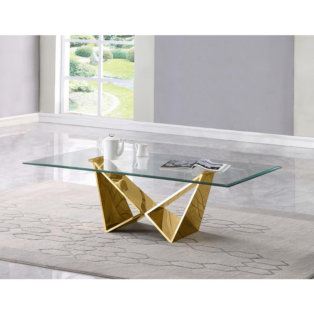 4pc glass coffee table set with gold base (Coffee + 2 End + Console table)