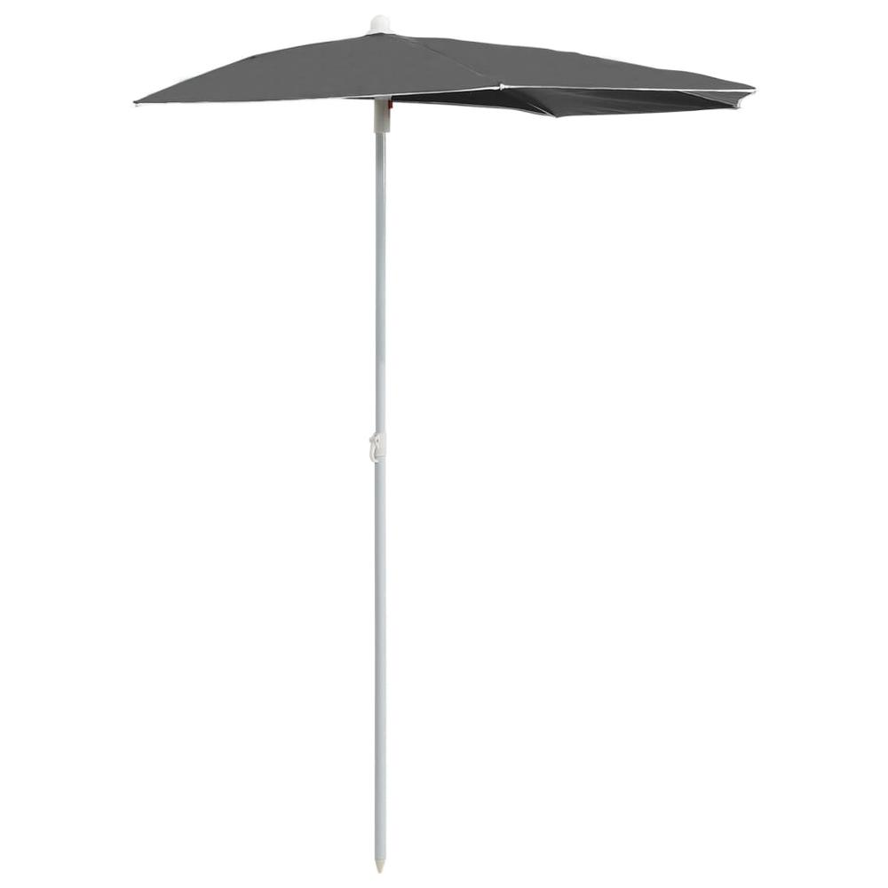 vidaXL Garden Half Parasol with Pole 70.9"x35.4" Anthracite 5561
