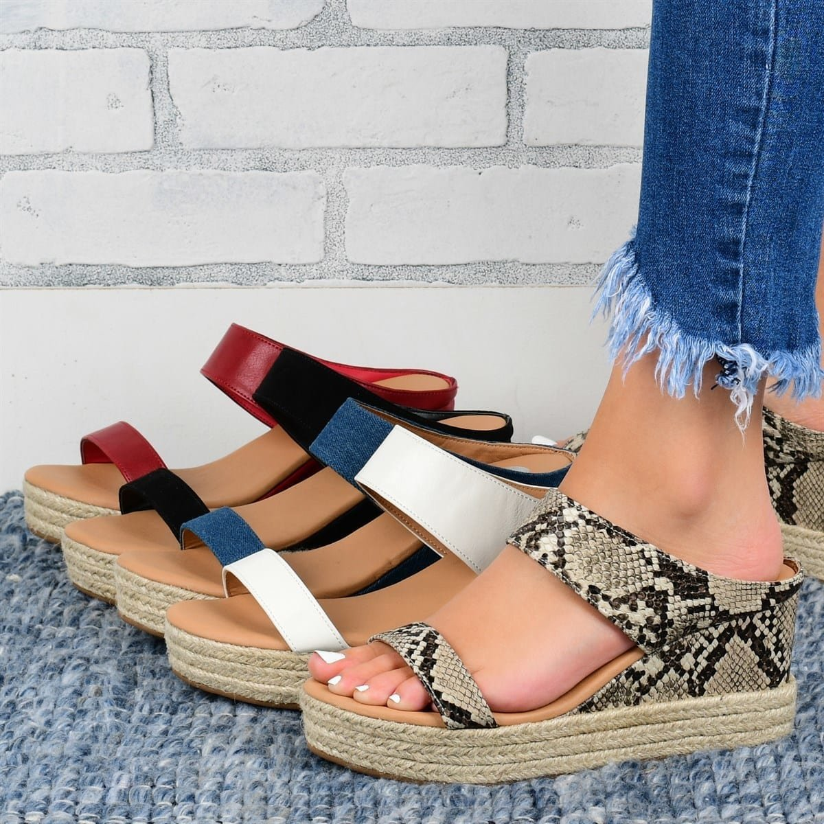 Wedge Heel Slippers - Casual Sandals- Hemp High Wedge Heel Shoes