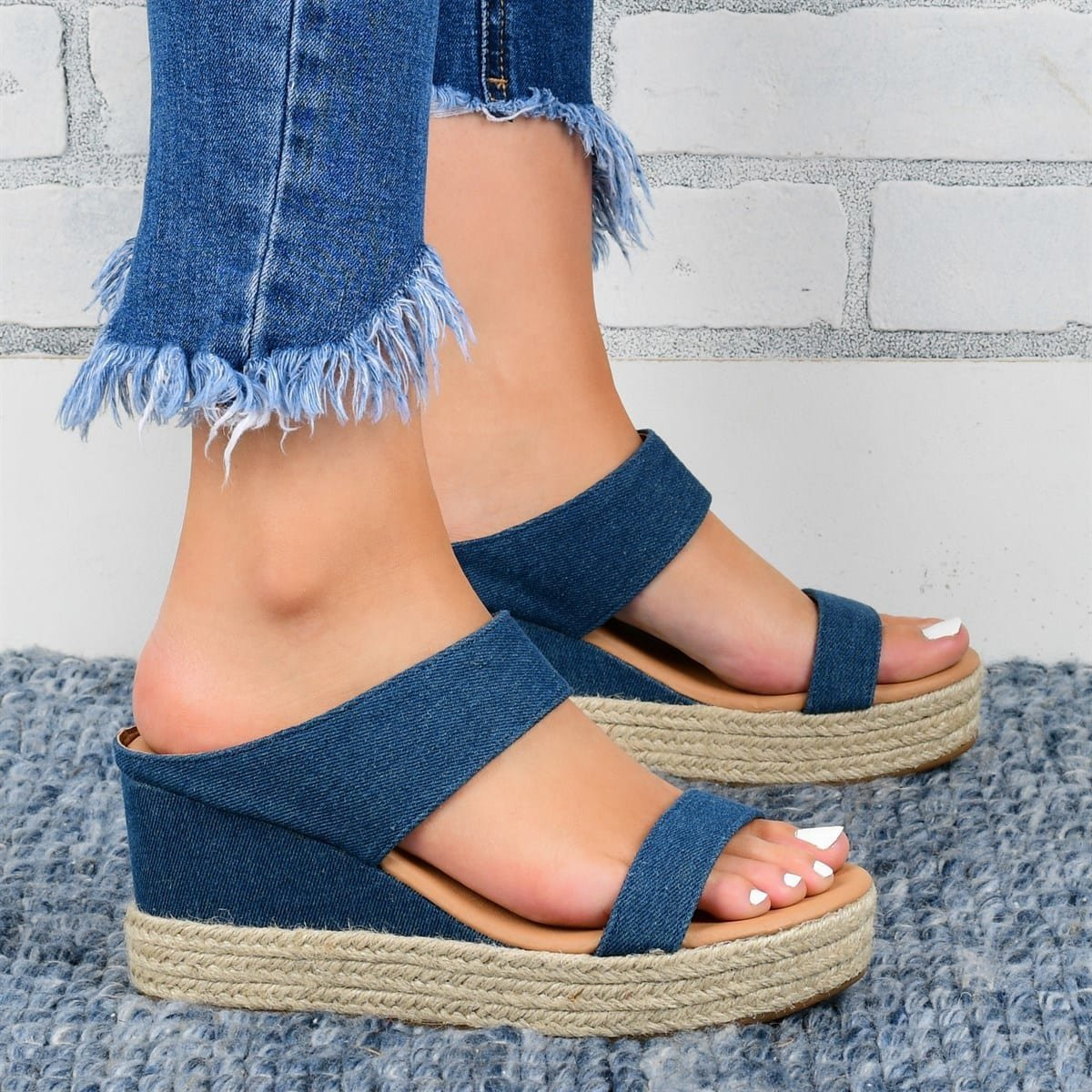 Wedge Heel Slippers - Casual Sandals- Hemp High Wedge Heel Shoes