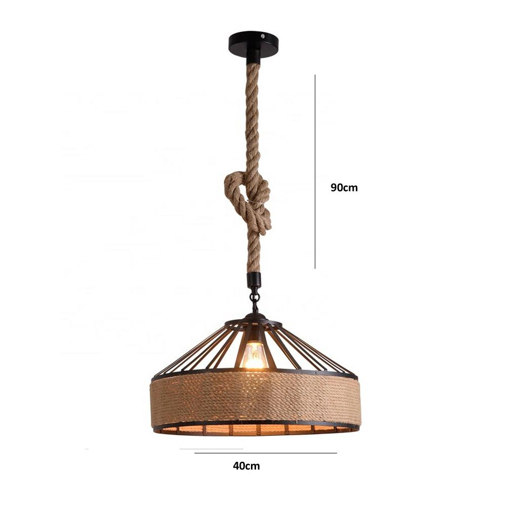 Industrial Hemp Rope Pendant Light Hanging Light Fixture Farmhouse lamp~1064