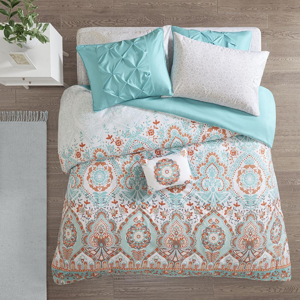 100% Polyester Brushed Microfiber Printed 8pcs Complete Bed and Sheet Set,ID10-1563