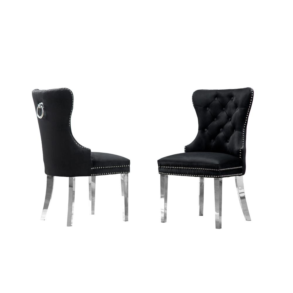 Stainless Steel 5 Piece Dining Set, Black Velvet 554