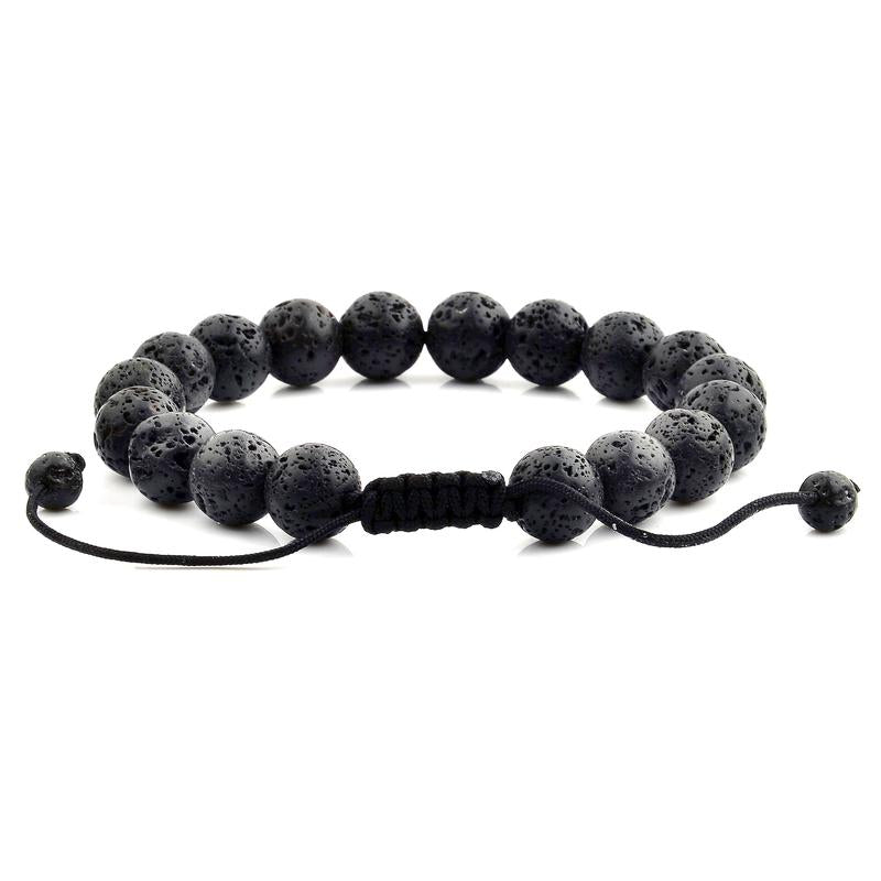 CRUCIBLE MEN'S 10MM NATURAL LAVA STONE BEAD ADJUSTABLE BRACELET