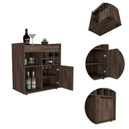 Pasadena Bar Cabinet With Divisions, Two Concealed Shelves, Six Cubbies