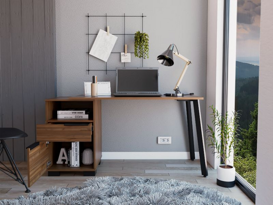 Oslo Writing Desk, Two Legs, One Drawer