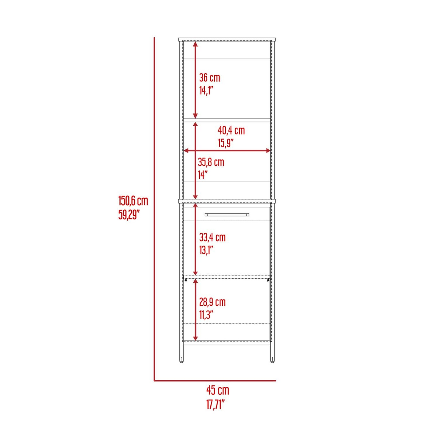 Romulo Kitchen Pantry, Two External Shelves, Single Door Cabinet, Two Interior Shelves