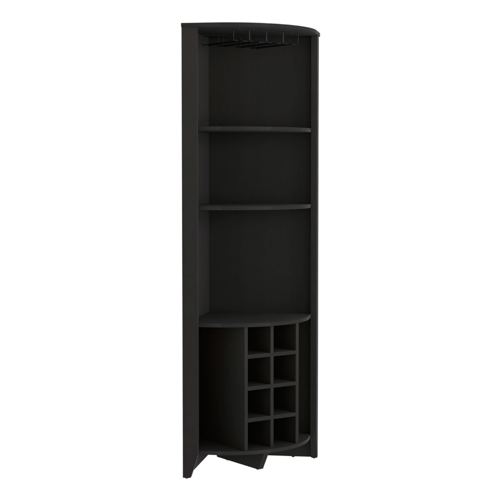 Giza Corner Bar Cabinet, Three Shelves, Eight Wine Cubbies, Two Side Shelves