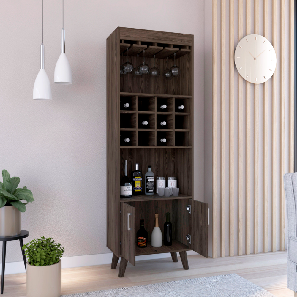 Harvey Bar Double Door Cabinet, Twelve Wine Cubbbies, Two Shelves