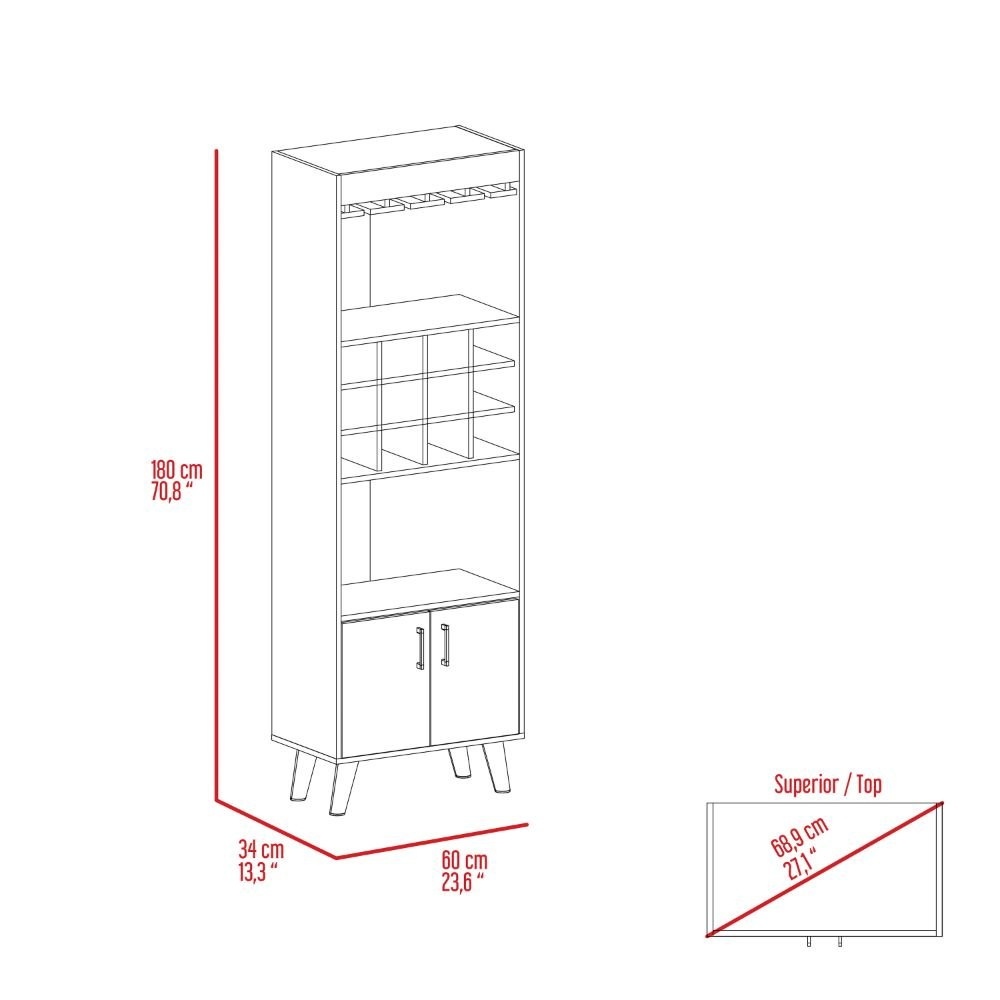 Harvey Bar Double Door Cabinet, Twelve Wine Cubbbies, Two Shelves