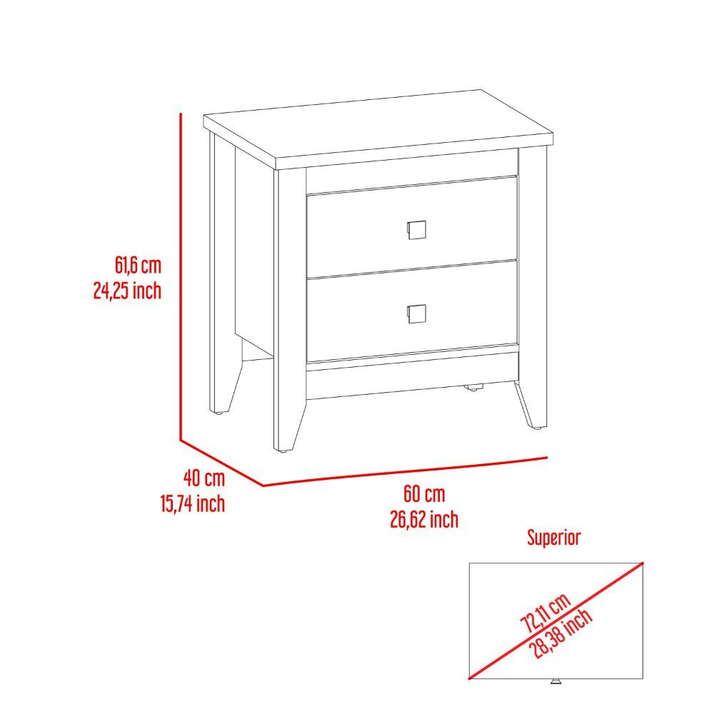Oasis Nightstand, Two Shelves, Four Legs, Superior Top