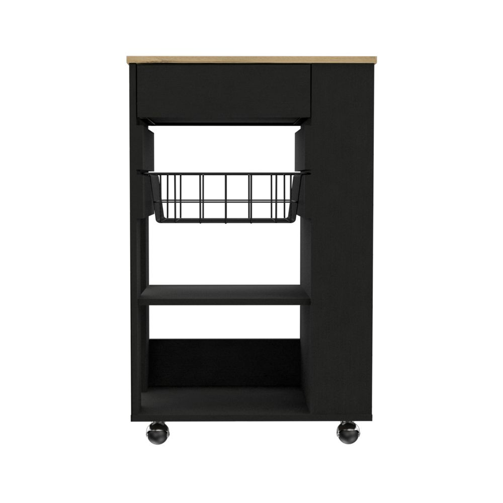 Rosemont Kitchen Cart, Two Open Shelves, Four Caster, One Drawer