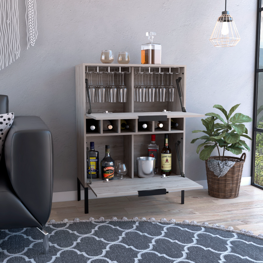 Staten Bar Cabinet, Six Wine Cubbies, Two Door Flexible Cabinets