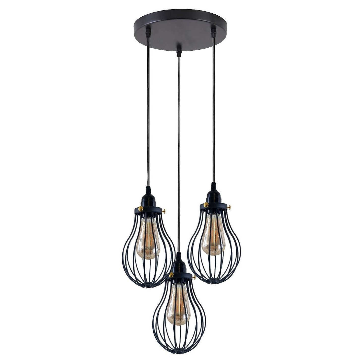 Retro Industrial Black Indoor Hanging Adjustable Pendant Light Big Vase Cage Ceiling Chandelier~3398