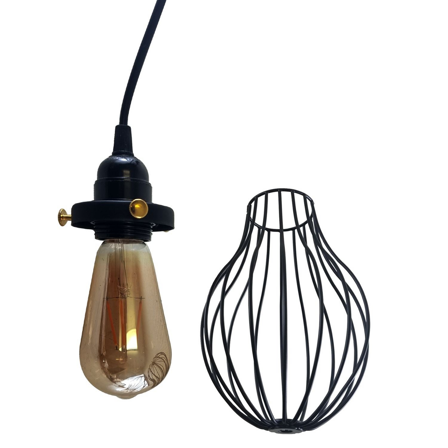 Retro Industrial Black Indoor Hanging Adjustable Pendant Light Big Vase Cage Ceiling Chandelier~3398