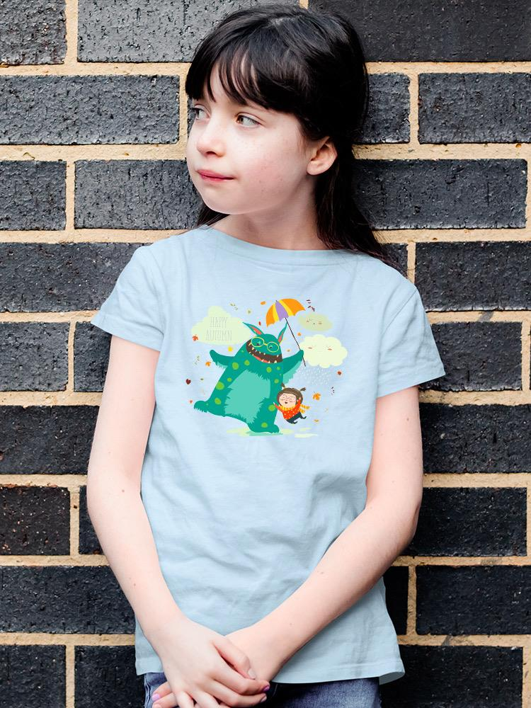 Happy Autumn Monster And Girl T-shirt -Image by Shutterstock