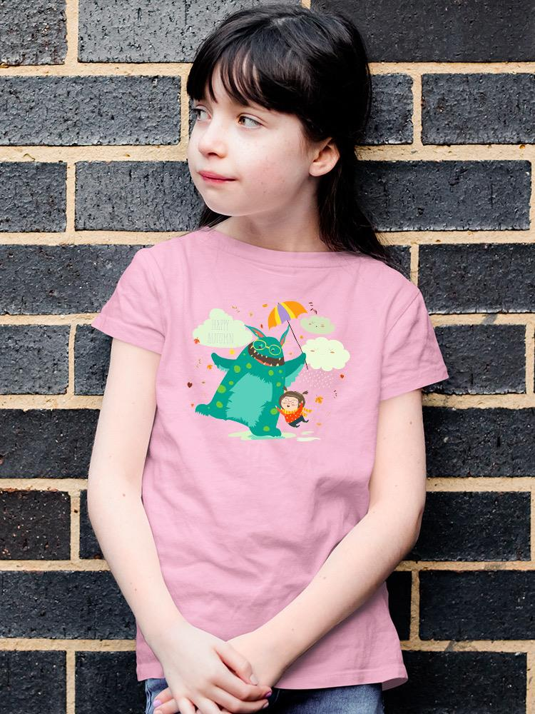 Happy Autumn Monster And Girl T-shirt -Image by Shutterstock