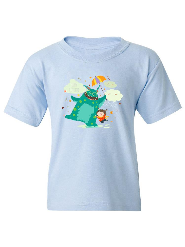 Happy Autumn Monster And Girl T-shirt -Image by Shutterstock