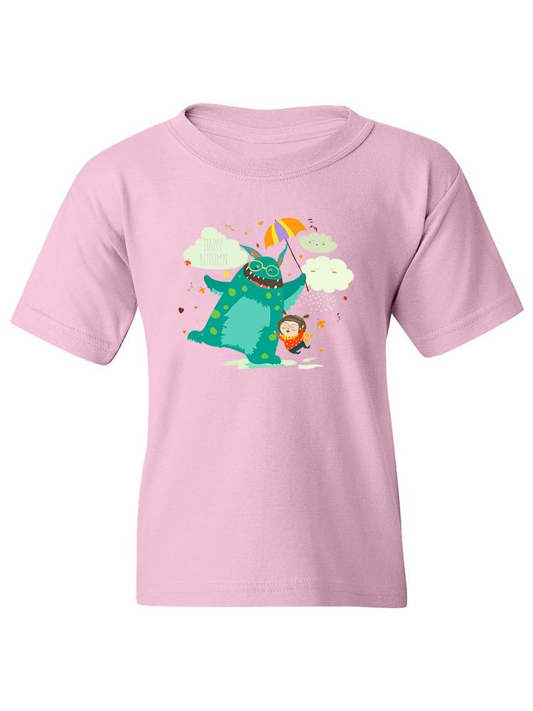 Happy Autumn Monster And Girl T-shirt -Image by Shutterstock