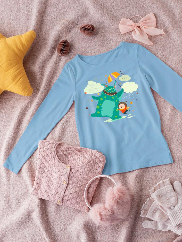 Happy Autumn Monster And Girl T-shirt -Image by Shutterstock