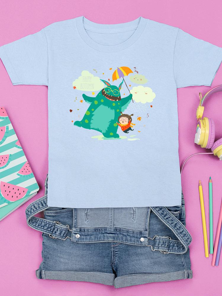 Happy Autumn Monster And Girl T-shirt -Image by Shutterstock