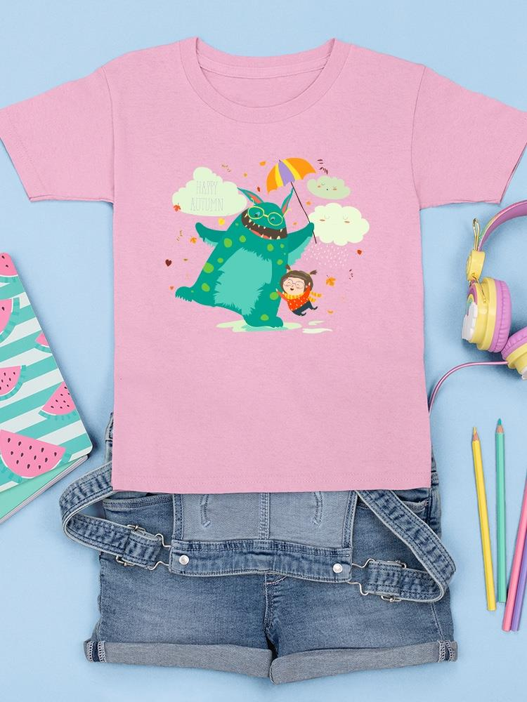 Happy Autumn Monster And Girl T-shirt -Image by Shutterstock