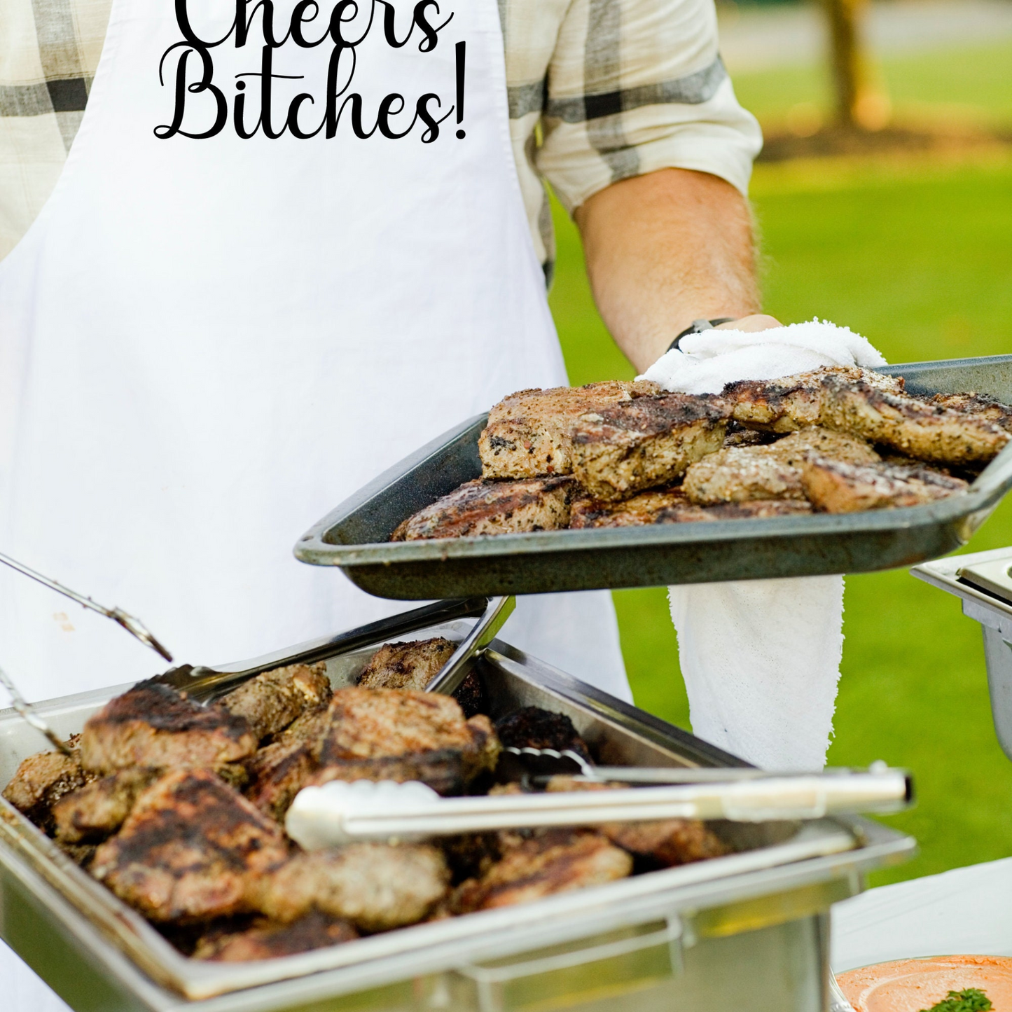 Cheers Bitches Humorous Apron | Funny Adjustable Kitchen or BBQ Apron | Perfect Gift for the Cook or Griller