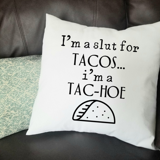 Taco Couch Throw Pillowcase in Two Sizes | Funny Sarcastic Quote Throw Pillow Cover | Gift for Taco Lover Housewarming Taco Tuesday Party