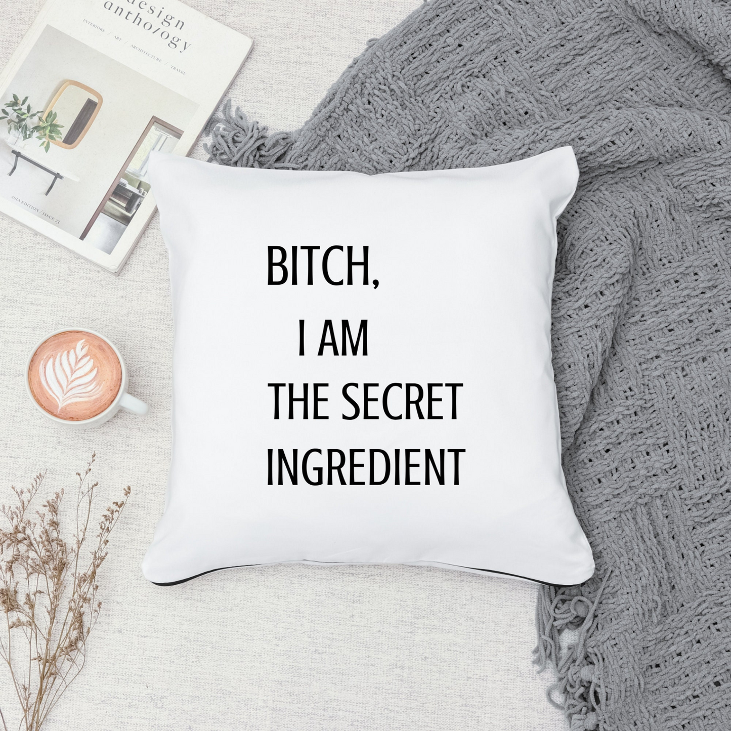 Funny Sarcastic Accent Pillow Cover with Quote, Couch Throw Pillowcase in Two Sizes Gift for Cook, Housewarming Gift Living Room or Bedroom