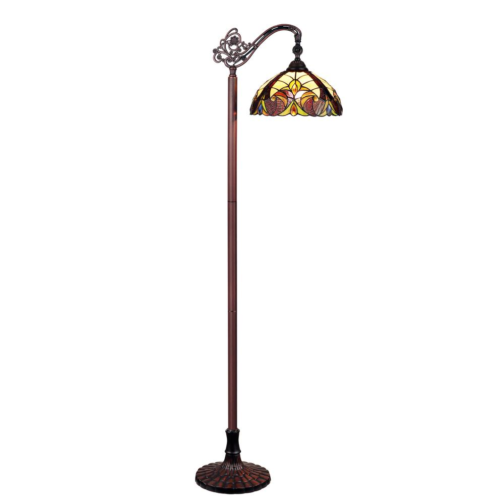 CHLOE Lighting ADIA Tiffany-Style Dark Bronze 1-Light Victorian Reading Floor Lamp 11" Shade