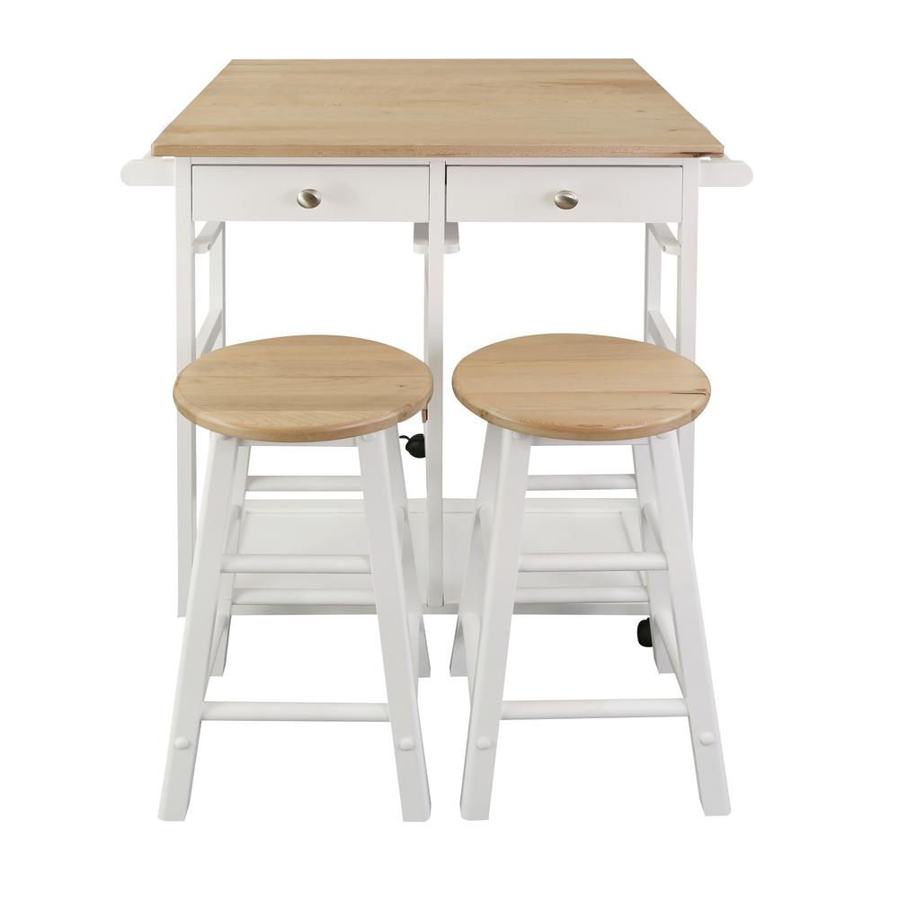 Breakfast Cart with Drop-Leaf Table, American Maple Top, Square - White