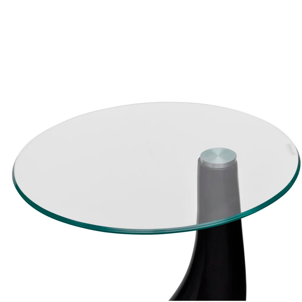 vidaXL Coffee Table with Round Glass Top High Gloss Black