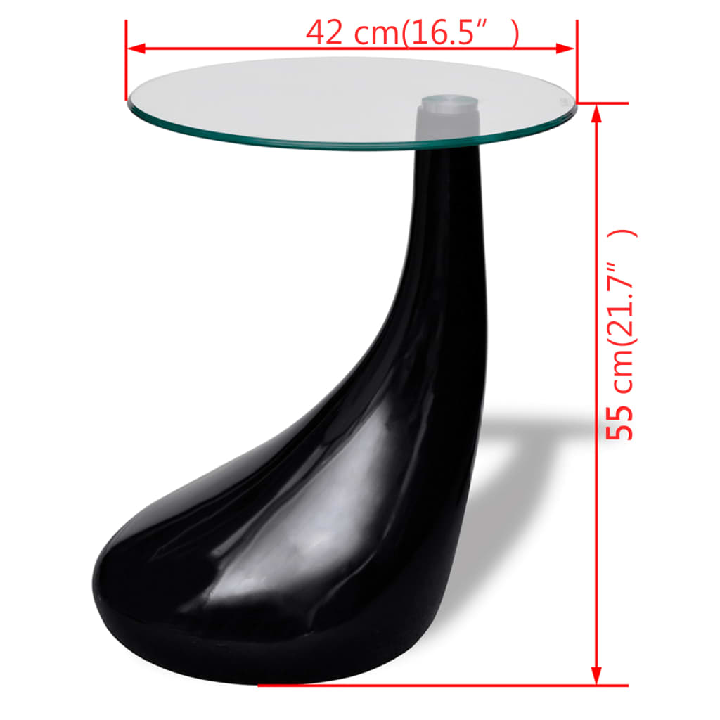 vidaXL Coffee Table with Round Glass Top High Gloss Black