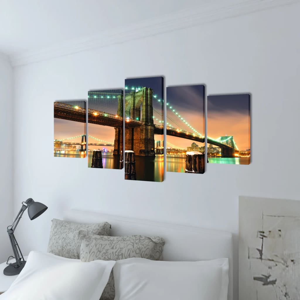 Canvas Wall Print Set Brooklyn Bridge 79" x 39"