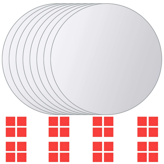 vidaXL 8 pcs Mirror Tiles Round Glass