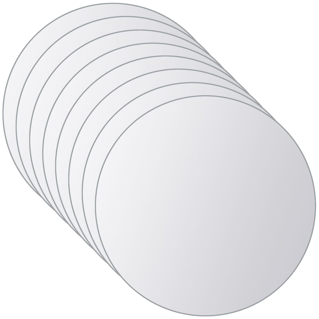 vidaXL 8 pcs Mirror Tiles Round Glass