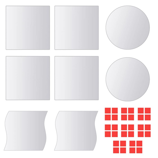 vidaXL Eight Piece Mirror Tiles Multi-Shape Glass