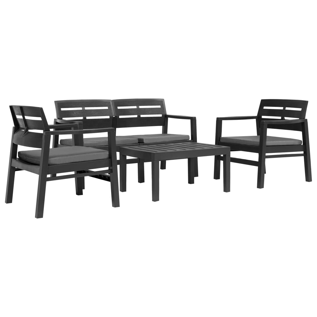 vidaXL 4 Piece Patio Lounge Set Plastic Anthracite