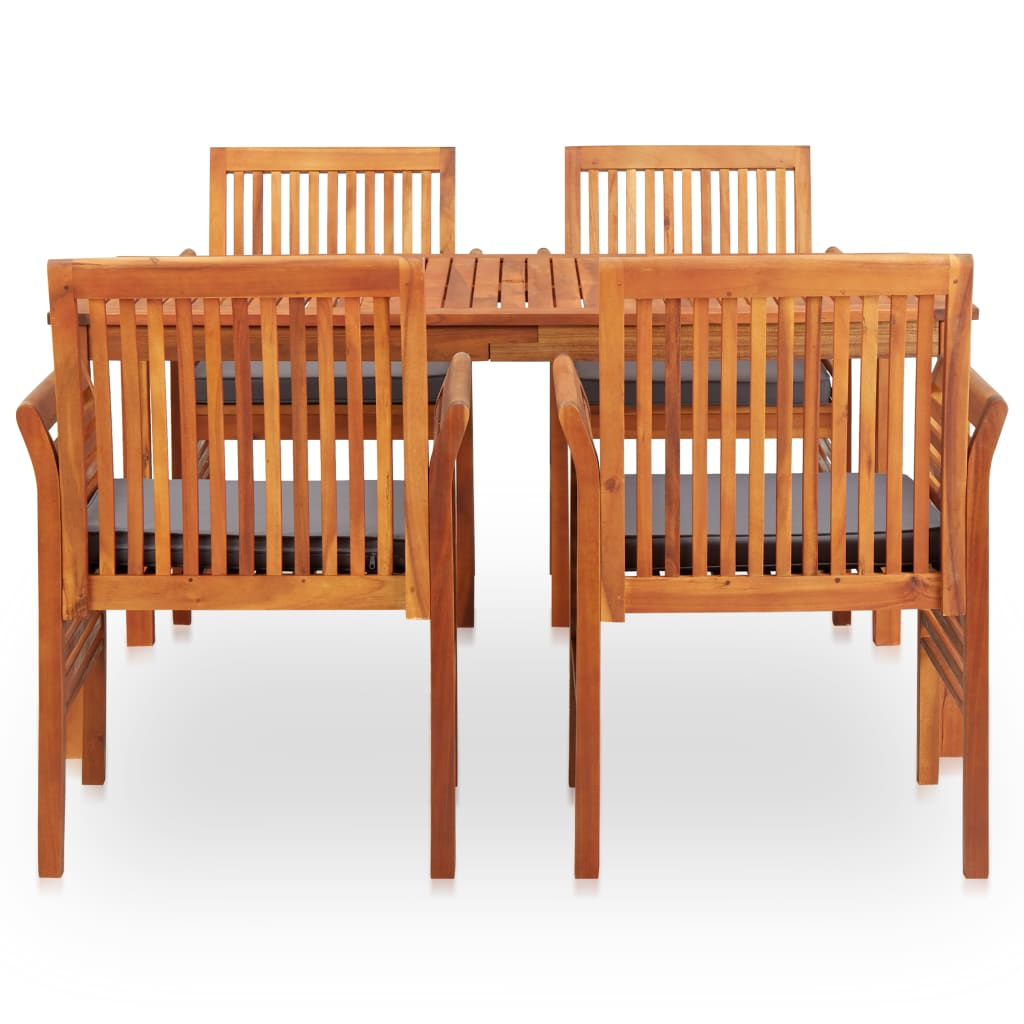 vidaXL 5 Piece Patio Dining Set with Cushions Solid Acacia Wood