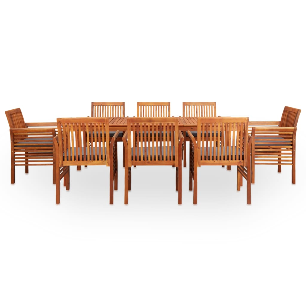 vidaXL 9 Piece Patio Dining Set with Cushions Solid Acacia Wood