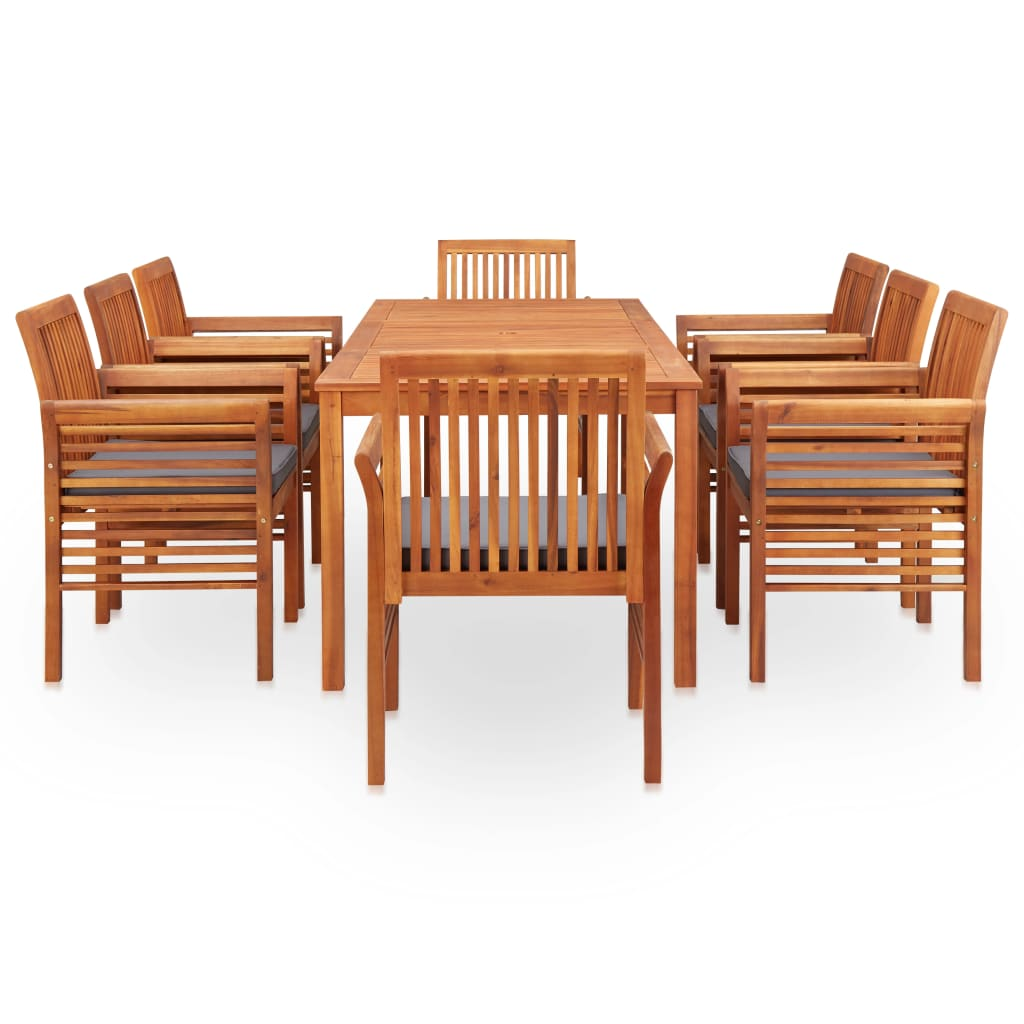 vidaXL 9 Piece Patio Dining Set with Cushions Solid Acacia Wood