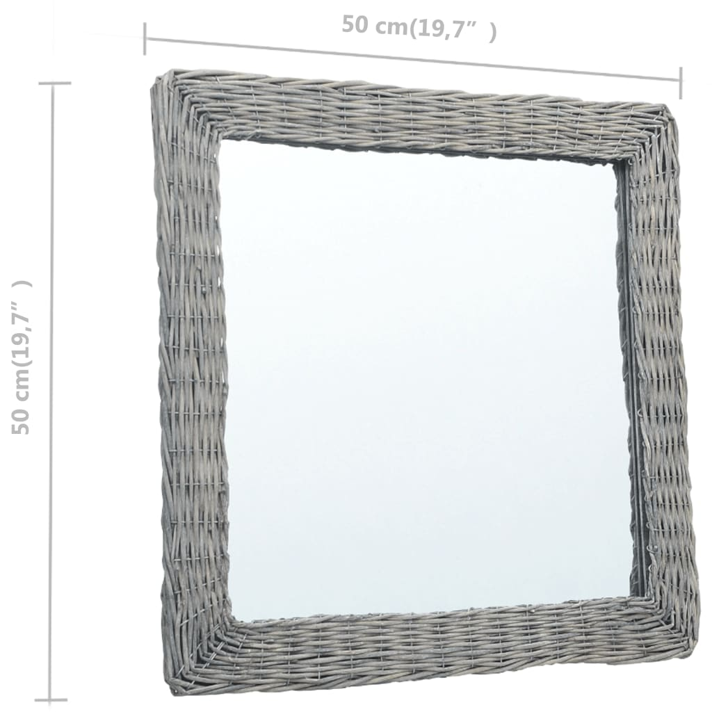 vidaXL Mirror 19.7"x19.7" Wicker