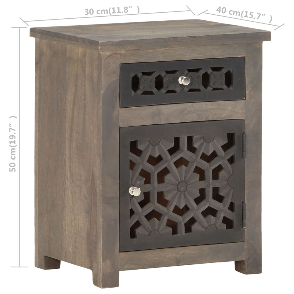 vidaXL Bedside Cabinet 15.7"x11.8"x19.7" Solid Mango Wood