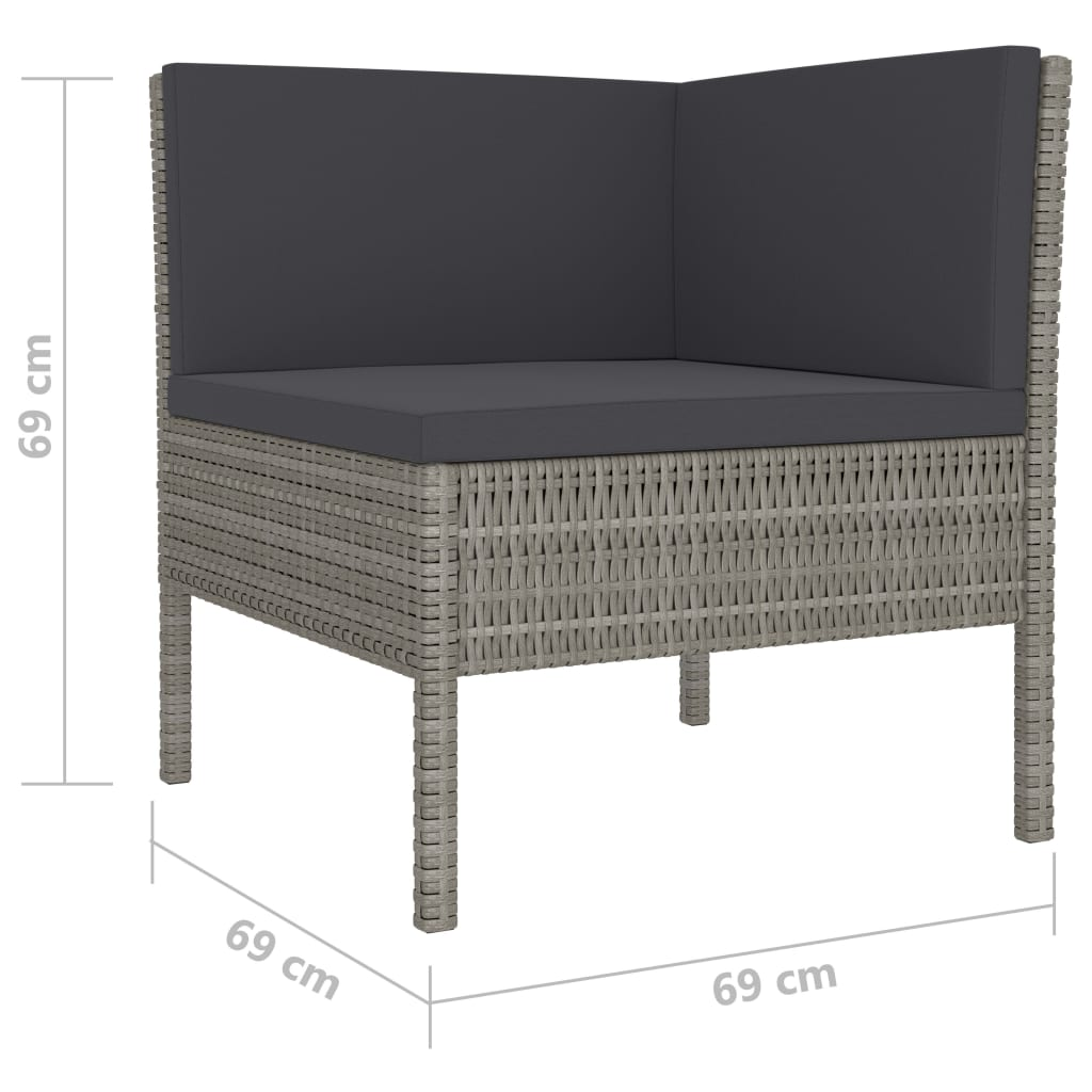 vidaXL 4 Piece Patio Lounge Set with Cushions Poly Rattan Gray