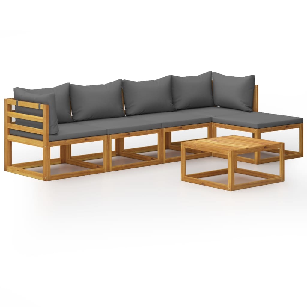 vidaXL 6 Piece Patio Lounge Set with Cushion Solid Acacia Wood