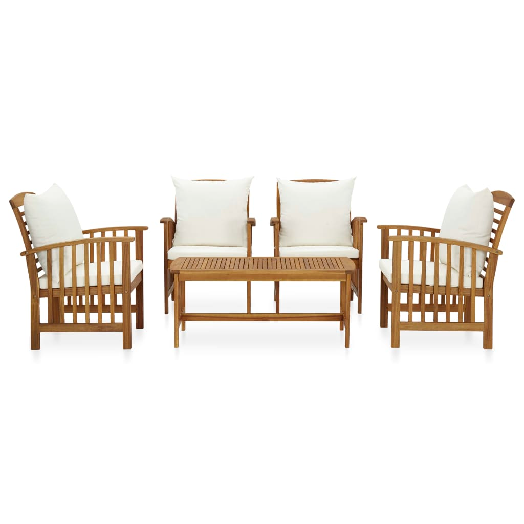 vidaXL 5 Piece Patio Lounge Set with Cushions Solid Acacia Wood