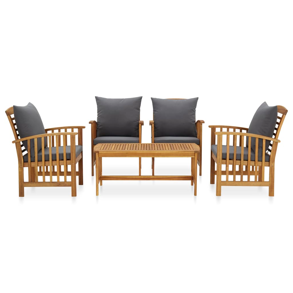 vidaXL 5 Piece Patio Lounge Set with Cushions Solid Acacia Wood