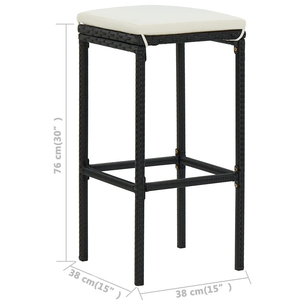 vidaXL 5 Piece Patio Bar Set with Cushions Poly Rattan Black
